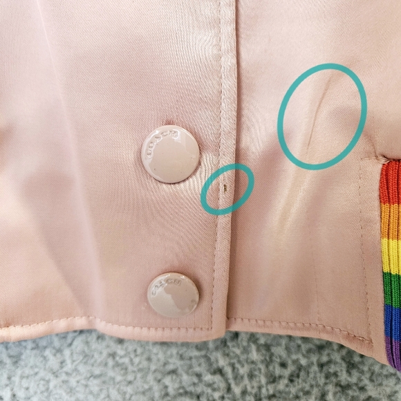 Coach Rainbow Souvenir Jacket M Medium Bomber Varsity Baby Pink Satin LGBTQ+ - Picture 8 of 16